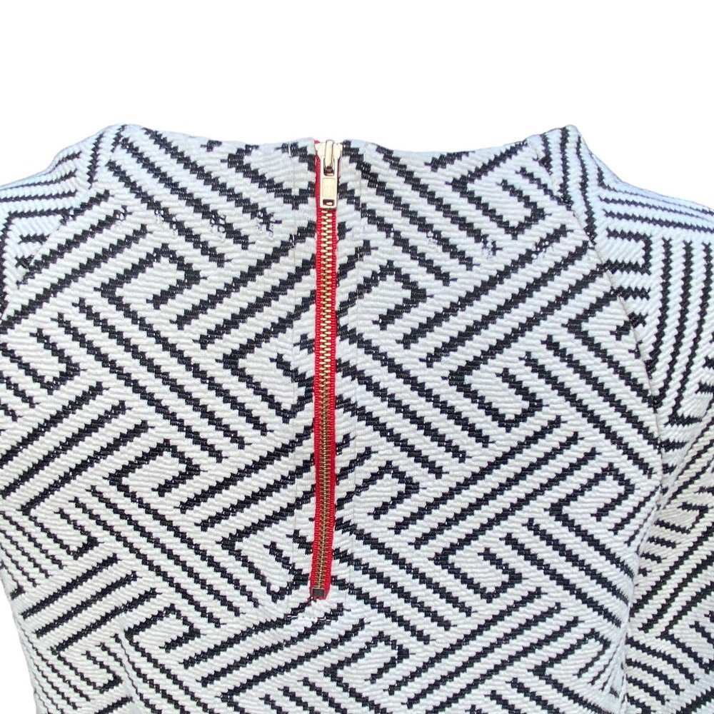 Anthropologie W5 Jacquard Black White Geometric Woven Stripe Office Blouse-XL - Picture 8 of 12